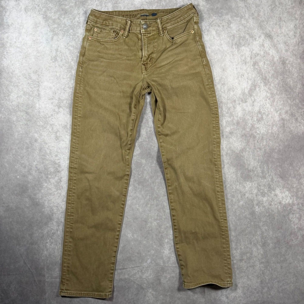 American Eagle Airflex+ Slim Straight Fit Jeans Khaki Tan 30x29 Casual Skater